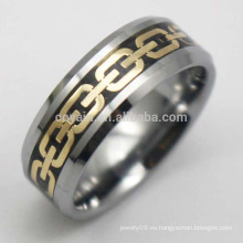 OEM anillos de joyería de oro patrón de la cadena de 3 colores de los hombres anillo de tungsteno 12 14 11 10 8